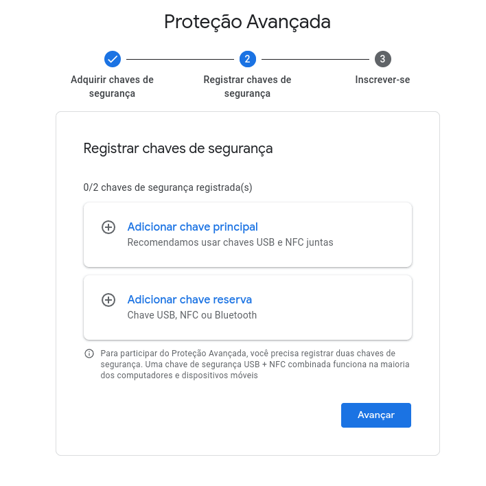 Programa Proteção Avançada do Google